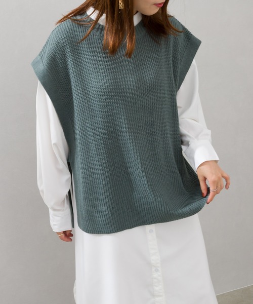 SpRay（スプレイ）の「サイドリボンニットベスト（ベスト・レディース・ブラック/ベージュ/グレー/グリーン・FREE）」の20枚目の写真