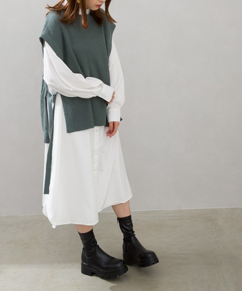 SpRay（スプレイ）の「サイドリボンニットベスト（ベスト・レディース・ブラック/ベージュ/グレー/グリーン・FREE）」の21枚目の写真