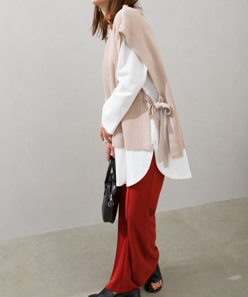 SpRay（スプレイ）の「サイドリボンニットベスト（ベスト・レディース・ブラック/ベージュ/グレー/グリーン・FREE）」の7枚目の写真