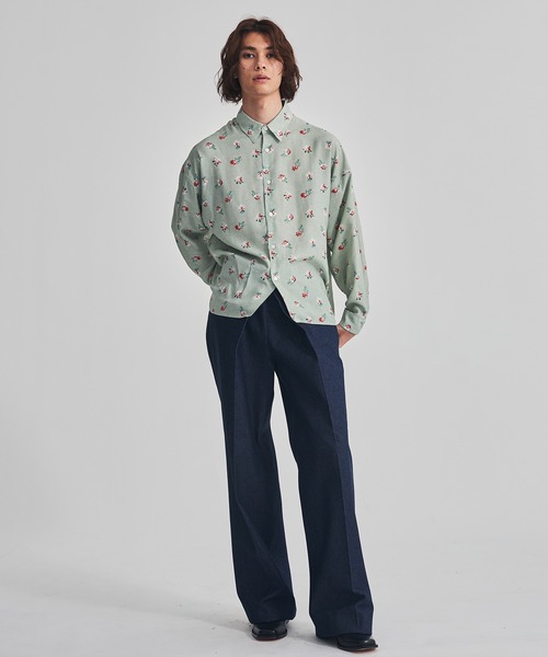 JOHN LAWRENCE SULLIVAN（ジョンローレンスサリバン）の「RIGID DENIM WIDE PANTS（デニムパンツ・メンズ・ブラック/インディゴブルー・44/46/42/48）」の21枚目の写真