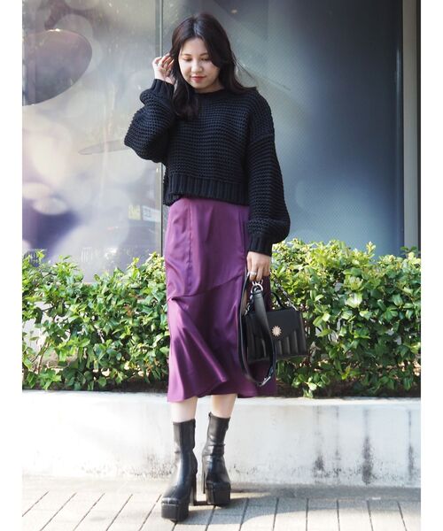 EVRIS（エヴリス）の「サテンスリットロングスカート（スカート・レディース・パープル/ブルー/その他1・FREE）」の10枚目の写真