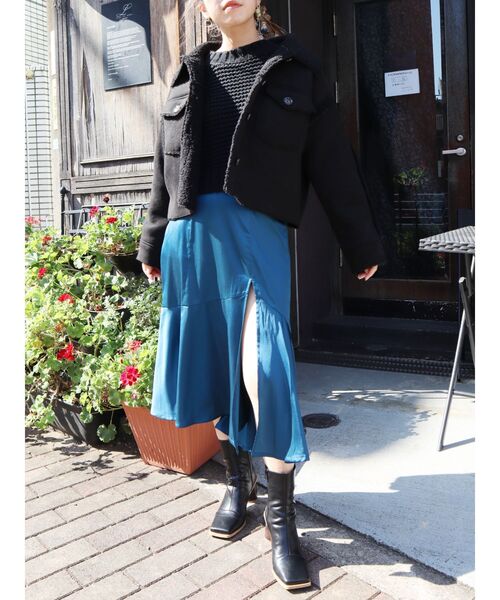 EVRIS（エヴリス）の「サテンスリットロングスカート（スカート・レディース・パープル/ブルー/その他1・FREE）」の15枚目の写真