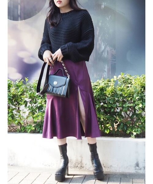 EVRIS（エヴリス）の「サテンスリットロングスカート（スカート・レディース・パープル/ブルー/その他1・FREE）」の20枚目の写真