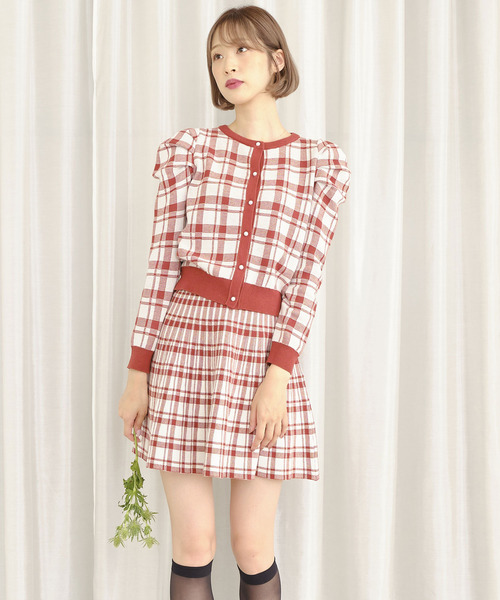 TITTY&CO.(ティティーアンドコー)の「【TITTY&CO.】★チェックジャガードフレアスカート(スカート・レディース・ブラック/ライトブルー/レッド・FREE)」の3枚目の写真