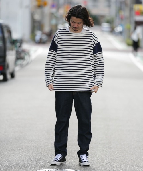 CAL O LINE（キャルオーライン）の「CAL O LINE　BANDANA BASQUE BORDER T-SHIRTS（Tシャツ/カットソー・メンズ・ネイビー・LARGE/MEDIUM）」の13枚目の写真