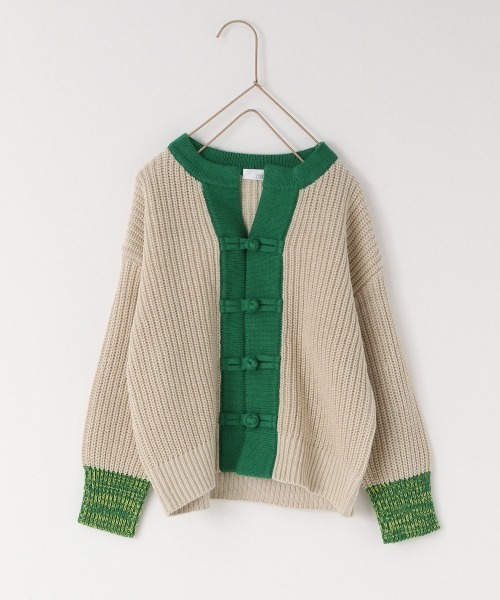 LOWRYS FARM（ローリーズファーム）の「ニットチャイナカーディガン　955169（カーディガン/ボレロ・キッズ・ブラック/グレー/ベージュ・110cm/120cm/130cm）」の3枚目の写真