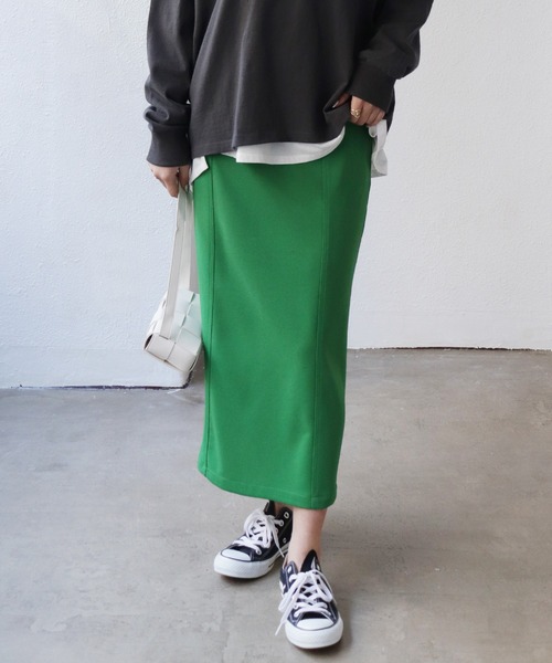 Shelly island（シェリーアイランド）の「ハイウエストロングナロースカート（スカート・レディース・ライトグリーン/レッド/グリーン/オレンジ/ブラック・M）」の3枚目の写真