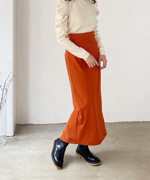 Shelly island（シェリーアイランド）の「ハイウエストロングナロースカート（スカート・レディース・ライトグリーン/レッド/グリーン/オレンジ/ブラック・M）」の9枚目の写真