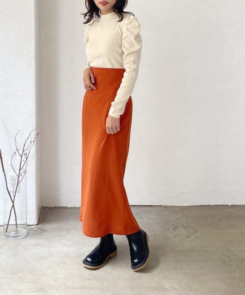 Shelly island（シェリーアイランド）の「ハイウエストロングナロースカート（スカート・レディース・ライトグリーン/レッド/グリーン/オレンジ/ブラック・M）」の10枚目の写真