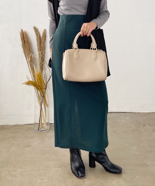 Shelly island（シェリーアイランド）の「ハイウエストロングナロースカート（スカート・レディース・ライトグリーン/レッド/グリーン/オレンジ/ブラック・M）」の15枚目の写真