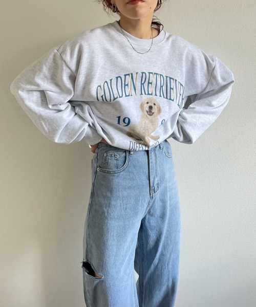 wee9s（ウィークス）の「vintage like over size wanwan sweat / ヴィンテージライクオーバーサイズワンワンスウェット（スウェット・レディース・グレー・FREE）」の6枚目の写真