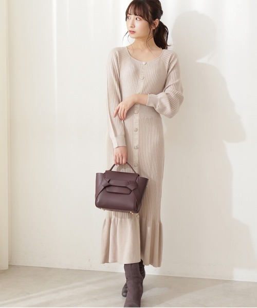 PROPORTION BODY DRESSING（プロポーションボディドレッシング）の「フェイクスエードトリミングマーメイドＫＴＯＰ / 1211240509（ワンピース・レディース・ダークグレー/グリーン/ベージュ・MEDIUM/SMALL）」の2枚目の写真