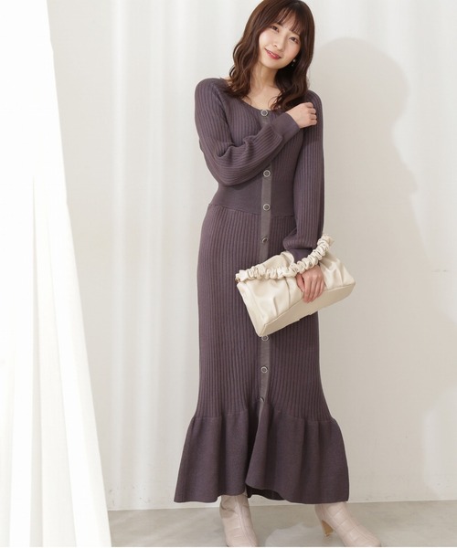 PROPORTION BODY DRESSING（プロポーションボディドレッシング）の「フェイクスエードトリミングマーメイドＫＴＯＰ / 1211240509（ワンピース・レディース・ダークグレー/グリーン/ベージュ・MEDIUM/SMALL）」の5枚目の写真