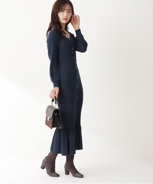 PROPORTION BODY DRESSING（プロポーションボディドレッシング）の「フェイクスエードトリミングマーメイドＫＴＯＰ / 1211240509（ワンピース・レディース・ダークグレー/グリーン/ベージュ・MEDIUM/SMALL）」の7枚目の写真