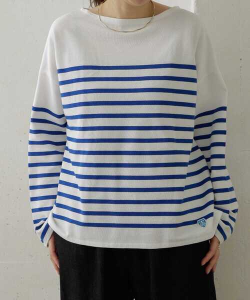 URBAN RESEARCH DOORS（アーバンリサーチドアーズ）の「ORCIVAL　WIDE BOAT NECK PULLOVER（Tシャツ/カットソー・レディース・ホワイト系その他/ブラウン系その他・1）」の2枚目の写真