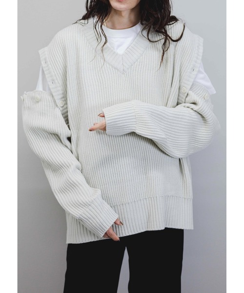【Astral】shoulder button knit