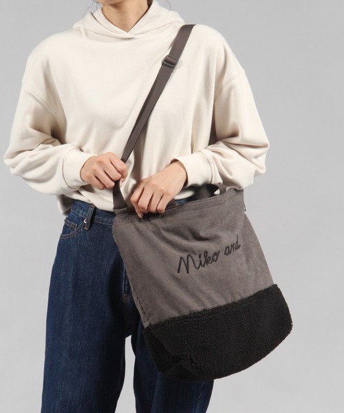 niko and...（ニコアンド）の「オリジナルニコロゴボア切り替え2WAYトートバッグ（トートバッグ・レディース・ブラック/ホワイト/ブラウン・0）」の3枚目の写真