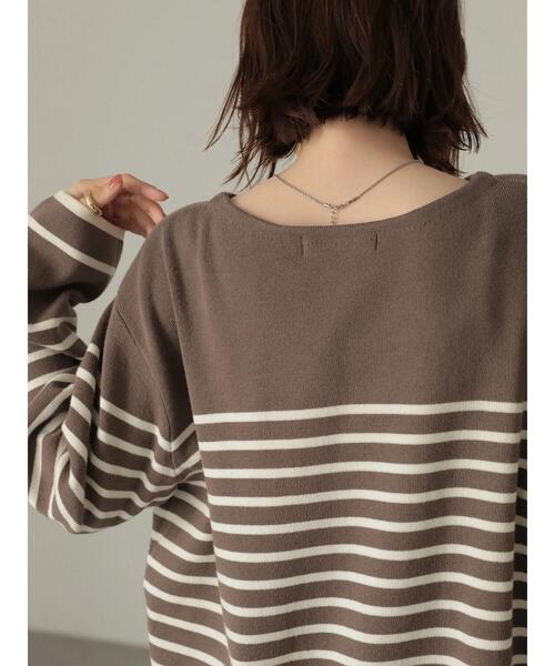 AMERICAN HOLIC（アメリカンホリック）の「パネルボーダーニットチュニック（ニット/セーター・レディース・ブラック系その他4/ブラウン系その他7・M/L）」の11枚目の写真