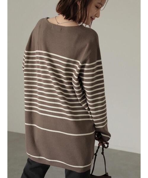 AMERICAN HOLIC（アメリカンホリック）の「パネルボーダーニットチュニック（ニット/セーター・レディース・ブラック系その他4/ブラウン系その他7・M/L）」の12枚目の写真