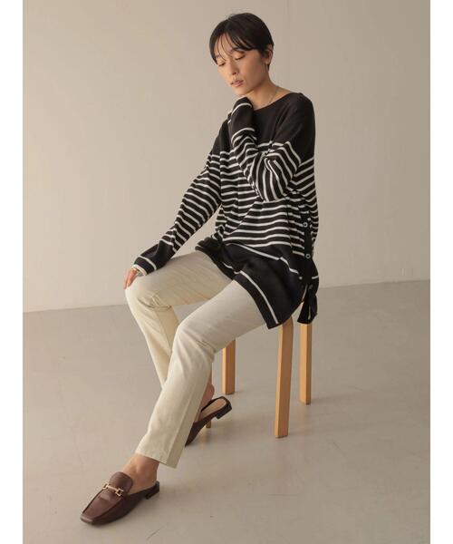 AMERICAN HOLIC（アメリカンホリック）の「パネルボーダーニットチュニック（ニット/セーター・レディース・ブラック系その他4/ブラウン系その他7・M/L）」の16枚目の写真