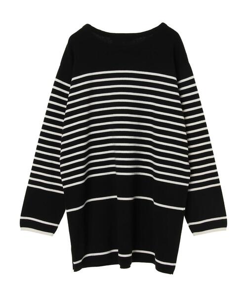 AMERICAN HOLIC（アメリカンホリック）の「パネルボーダーニットチュニック（ニット/セーター・レディース・ブラック系その他4/ブラウン系その他7・M/L）」の18枚目の写真