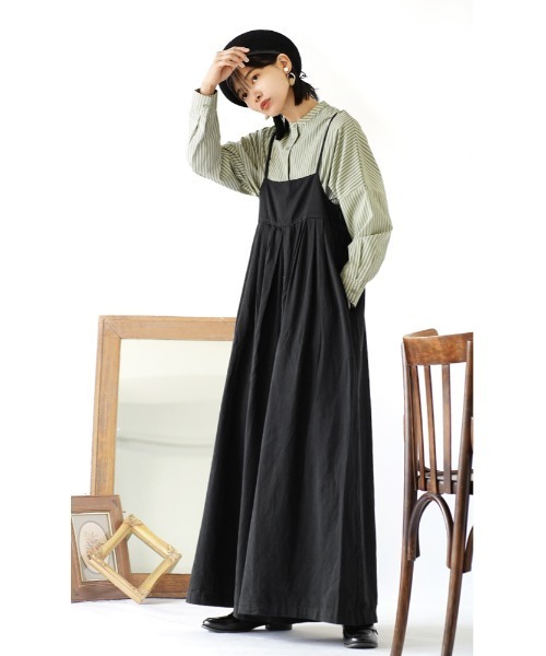 e-zakkamania stores(イーザッカマニアストアーズ)の「フレアキャミ ワイドパンツ オーバーオール(サロペット/オーバーオール・レディース・ベージュ/ブラック/ブルーグレー・M)」の6枚目の写真