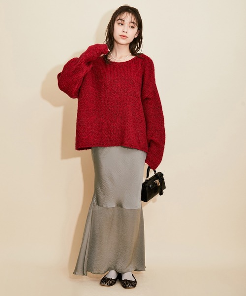 MADEMOISELLE ROPE'(マドモアゼル ロペ)の「<春まで使える>サテンマーメイドラインマキシスカート(スカート・レディース・ブラック/グレー/グリーン・38/36)」の17枚目の写真