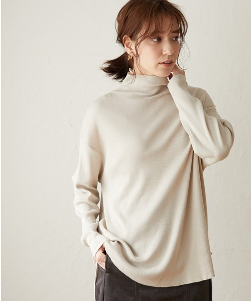 Green Parks(グリーンパークス)の「プチハイネックリブプルオーバー*(Tシャツ/カットソー・レディース・ライトグレー/ブラック/イエロー・FREE)」の3枚目の写真