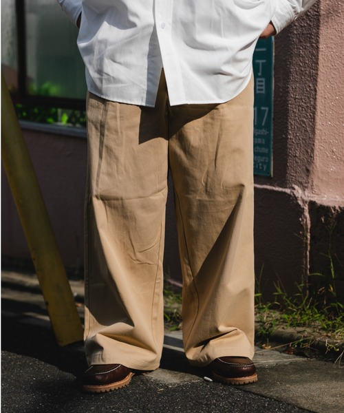 BROKEN BASE(ブロークンベース)の「ワイドチノパンツ(チノパンツ・メンズ・ホワイト/グリーン/ベージュ/ブラック・LARGE/MEDIUM/SMALL)」の4枚目の写真