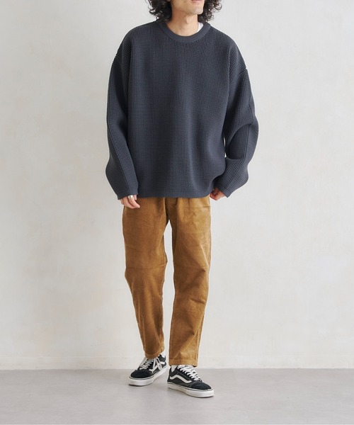 CPCM（シーピーシーエム）の「エステルワッフルプルオーバー（ニット/セーター・メンズ・チャコールグレー/グレイッシュベージュ/グリーン/ブルー・MEDIUM/LARGE）」の7枚目の写真