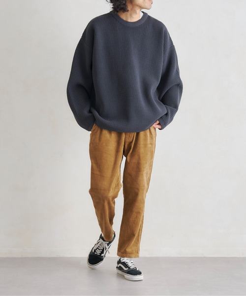 CPCM（シーピーシーエム）の「エステルワッフルプルオーバー（ニット/セーター・メンズ・チャコールグレー/グレイッシュベージュ/グリーン/ブルー・MEDIUM/LARGE）」の9枚目の写真