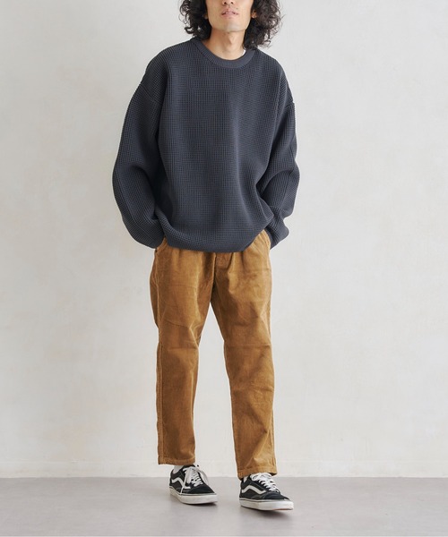 CPCM（シーピーシーエム）の「エステルワッフルプルオーバー（ニット/セーター・メンズ・チャコールグレー/グレイッシュベージュ/グリーン/ブルー・MEDIUM/LARGE）」の10枚目の写真