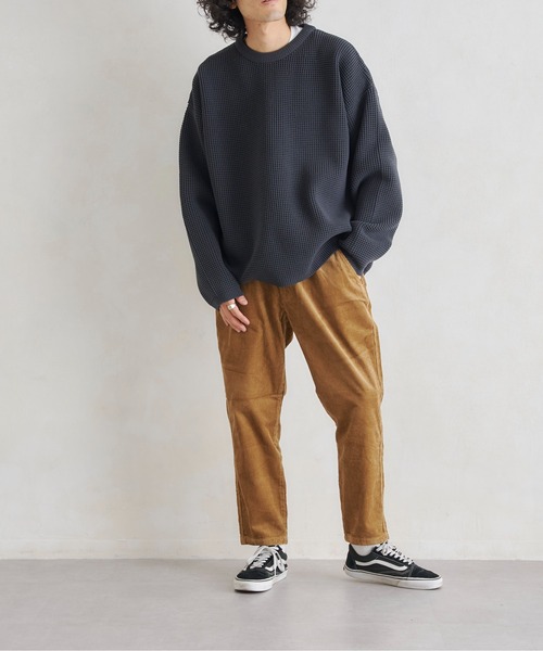 CPCM（シーピーシーエム）の「エステルワッフルプルオーバー（ニット/セーター・メンズ・チャコールグレー/グレイッシュベージュ/グリーン/ブルー・MEDIUM/LARGE）」の12枚目の写真