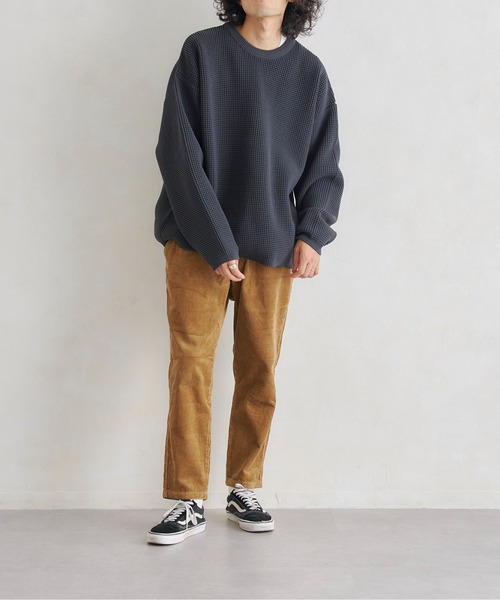 CPCM（シーピーシーエム）の「エステルワッフルプルオーバー（ニット/セーター・メンズ・チャコールグレー/グレイッシュベージュ/グリーン/ブルー・MEDIUM/LARGE）」の13枚目の写真