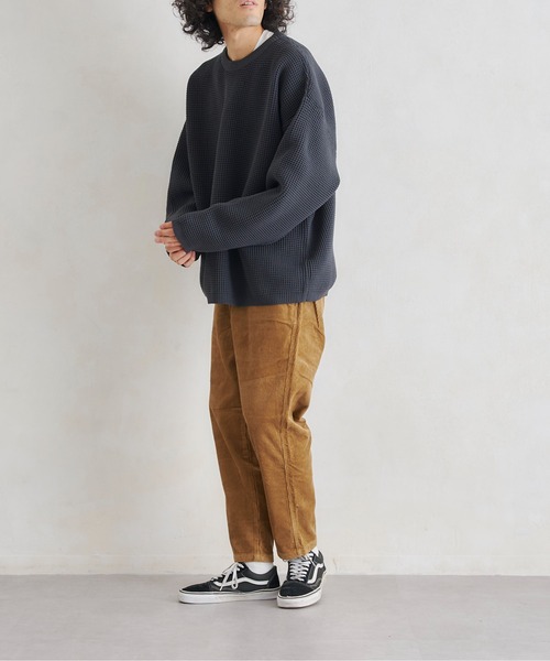 CPCM（シーピーシーエム）の「エステルワッフルプルオーバー（ニット/セーター・メンズ・チャコールグレー/グレイッシュベージュ/グリーン/ブルー・MEDIUM/LARGE）」の14枚目の写真