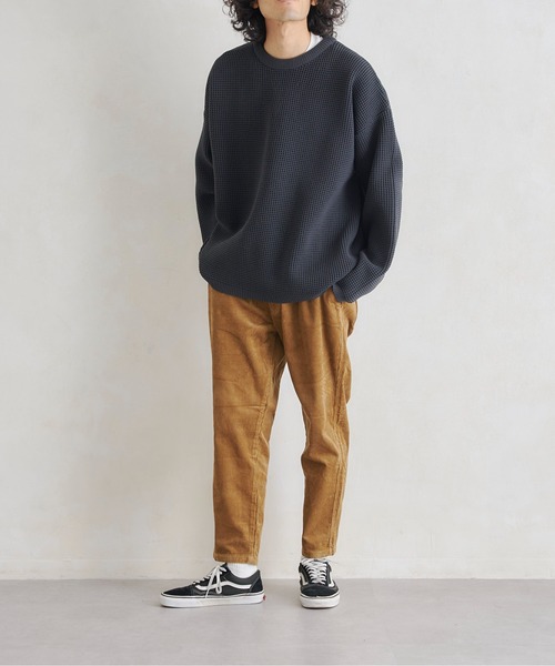 CPCM（シーピーシーエム）の「エステルワッフルプルオーバー（ニット/セーター・メンズ・チャコールグレー/グレイッシュベージュ/グリーン/ブルー・MEDIUM/LARGE）」の17枚目の写真