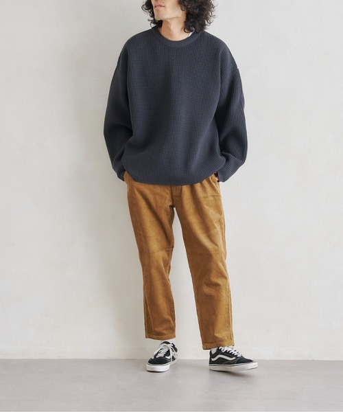 CPCM（シーピーシーエム）の「エステルワッフルプルオーバー（ニット/セーター・メンズ・チャコールグレー/グレイッシュベージュ/グリーン/ブルー・MEDIUM/LARGE）」の18枚目の写真