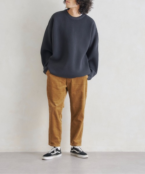 CPCM（シーピーシーエム）の「エステルワッフルプルオーバー（ニット/セーター・メンズ・チャコールグレー/グレイッシュベージュ/グリーン/ブルー・MEDIUM/LARGE）」の19枚目の写真
