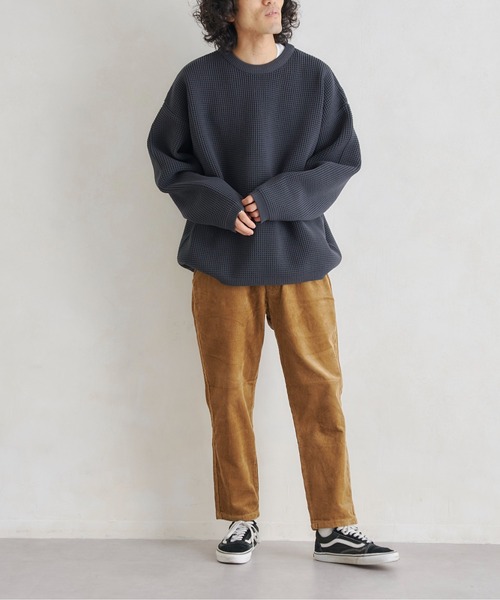 CPCM（シーピーシーエム）の「エステルワッフルプルオーバー（ニット/セーター・メンズ・チャコールグレー/グレイッシュベージュ/グリーン/ブルー・MEDIUM/LARGE）」の21枚目の写真