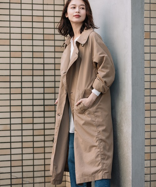 Munich(ミューニック)の「ポリエステルコットンウェザーダブルブレストコート(トレンチコート・レディース・ベージュ/レッド/オフホワイト/カーキ・S/XS)」の2枚目の写真