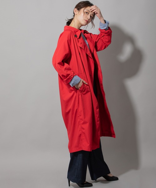 Munich(ミューニック)の「ポリエステルコットンウェザーダブルブレストコート(トレンチコート・レディース・ベージュ/レッド/オフホワイト/カーキ・S/XS)」の5枚目の写真