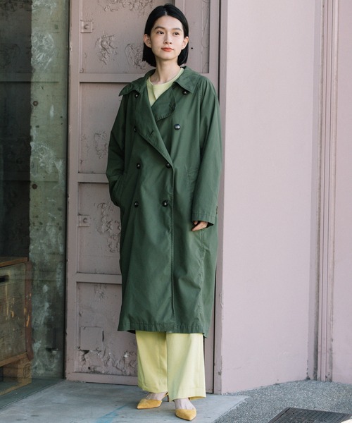 Munich(ミューニック)の「ポリエステルコットンウェザーダブルブレストコート(トレンチコート・レディース・ベージュ/レッド/オフホワイト/カーキ・S/XS)」の20枚目の写真