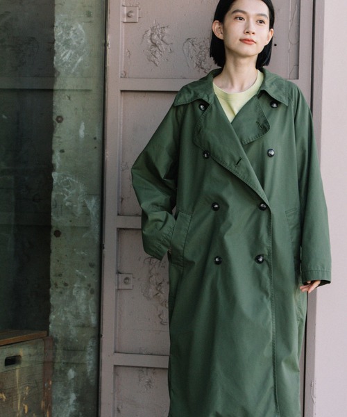 Munich(ミューニック)の「ポリエステルコットンウェザーダブルブレストコート(トレンチコート・レディース・ベージュ/レッド/オフホワイト/カーキ・S/XS)」の22枚目の写真