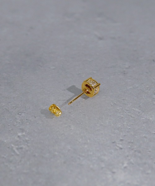 マイクロペイブ CZ スタッズ ピアス ゴールド ピアス 6mm ゴールド スタッドピアス CZ ステンレス - メルカリ
