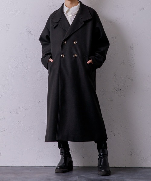 Adoon plain（アドーンプレーン）の「【Adoon plain】スタンドビッグコート（その他アウター・メンズ・ブラック/アイボリー・MEDIUM/LARGE）」の2枚目の写真