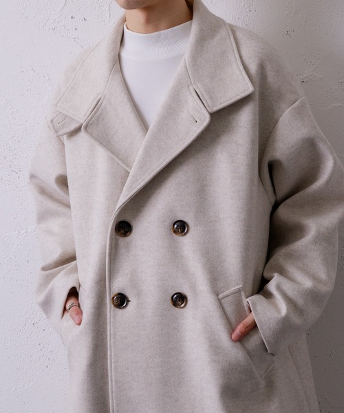 Adoon plain（アドーンプレーン）の「【Adoon plain】スタンドビッグコート（その他アウター・メンズ・ブラック/アイボリー・MEDIUM/LARGE）」の4枚目の写真