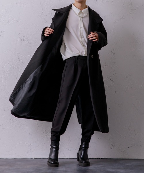 Adoon plain（アドーンプレーン）の「【Adoon plain】スタンドビッグコート（その他アウター・メンズ・ブラック/アイボリー・MEDIUM/LARGE）」の5枚目の写真