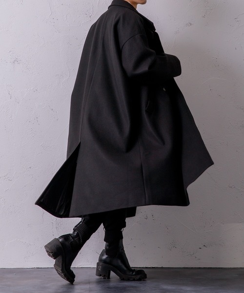 Adoon plain（アドーンプレーン）の「【Adoon plain】スタンドビッグコート（その他アウター・メンズ・ブラック/アイボリー・MEDIUM/LARGE）」の18枚目の写真