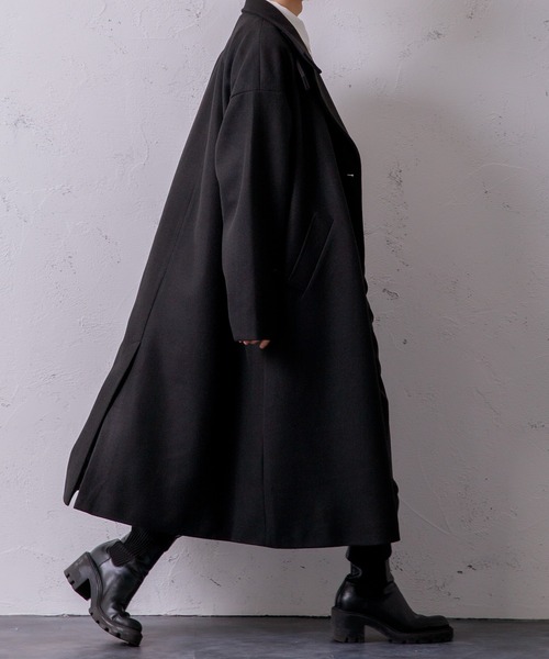 Adoon plain（アドーンプレーン）の「【Adoon plain】スタンドビッグコート（その他アウター・メンズ・ブラック/アイボリー・MEDIUM/LARGE）」の10枚目の写真