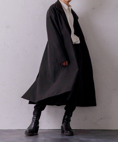 Adoon plain（アドーンプレーン）の「【Adoon plain】スタンドビッグコート（その他アウター・メンズ・ブラック/アイボリー・MEDIUM/LARGE）」の9枚目の写真